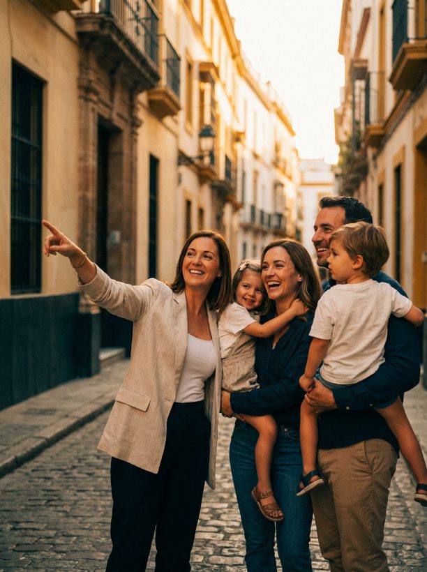 A relocation specialist guiding a family